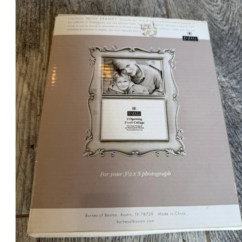 Burnes of Boston Alessandra 2 Opening 3.5 x 5 Silver Ornate Collage Frame NWT